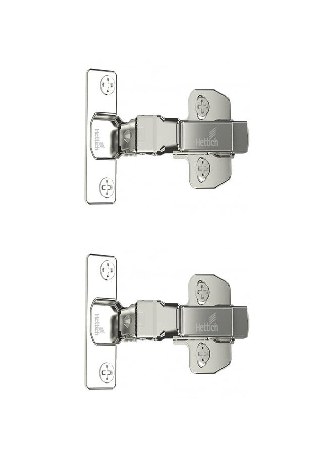 Hettich Onsys 4447i Door Hinge with Mounting Plates & Cover Caps | Quality Certified to European Standard | 105° Door Opening Angle | (Door Thickness 14-25 mm : 9.5 Crank) | Pack of 1 (2 Hinges) - Image 1